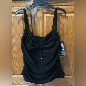 Coco Reef Front Tie Tankini Top Plus Sized Black Sand UX7314
